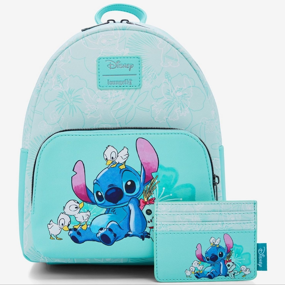 Loungefly Disney Stitch With Ducks Mini Backpack and Cardholder